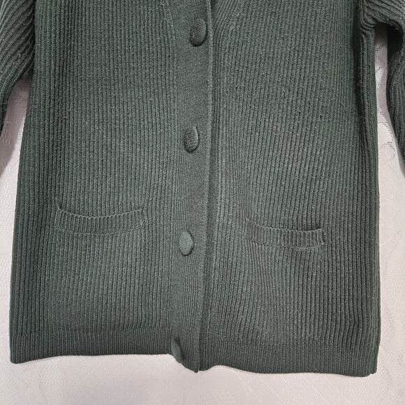 Yarn Works Medium Vintage Oversized Ribbed Knit Cardigan Sweater Classic Preppy - Picture 4 of 11